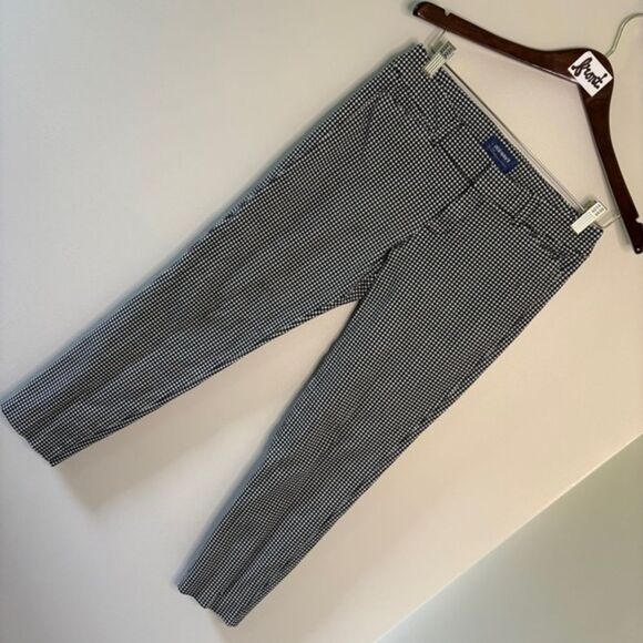 Old Navy Black White Gingham Tapered Dress Pants Pixie Mid-rise Grunge Retro - Picture 6 of 14